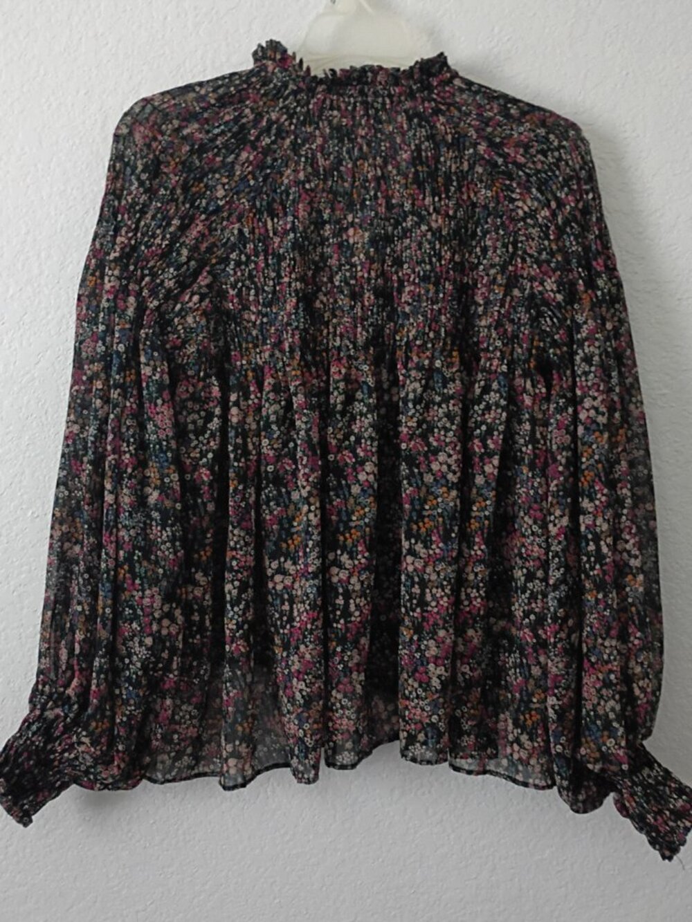 Zara Trafaluc Women's Smocked Long Sleeve Floral  Blouse - Picture 2 of 7